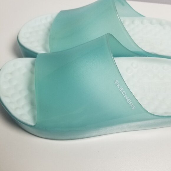 SKECHERS Foamies Namaste: Inner Peace Slide Sandle Translucent Green Sz 10 - Picture 3 of 8